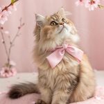 cute cats with pink bows Adorable Persian with a fluffy pink accessory