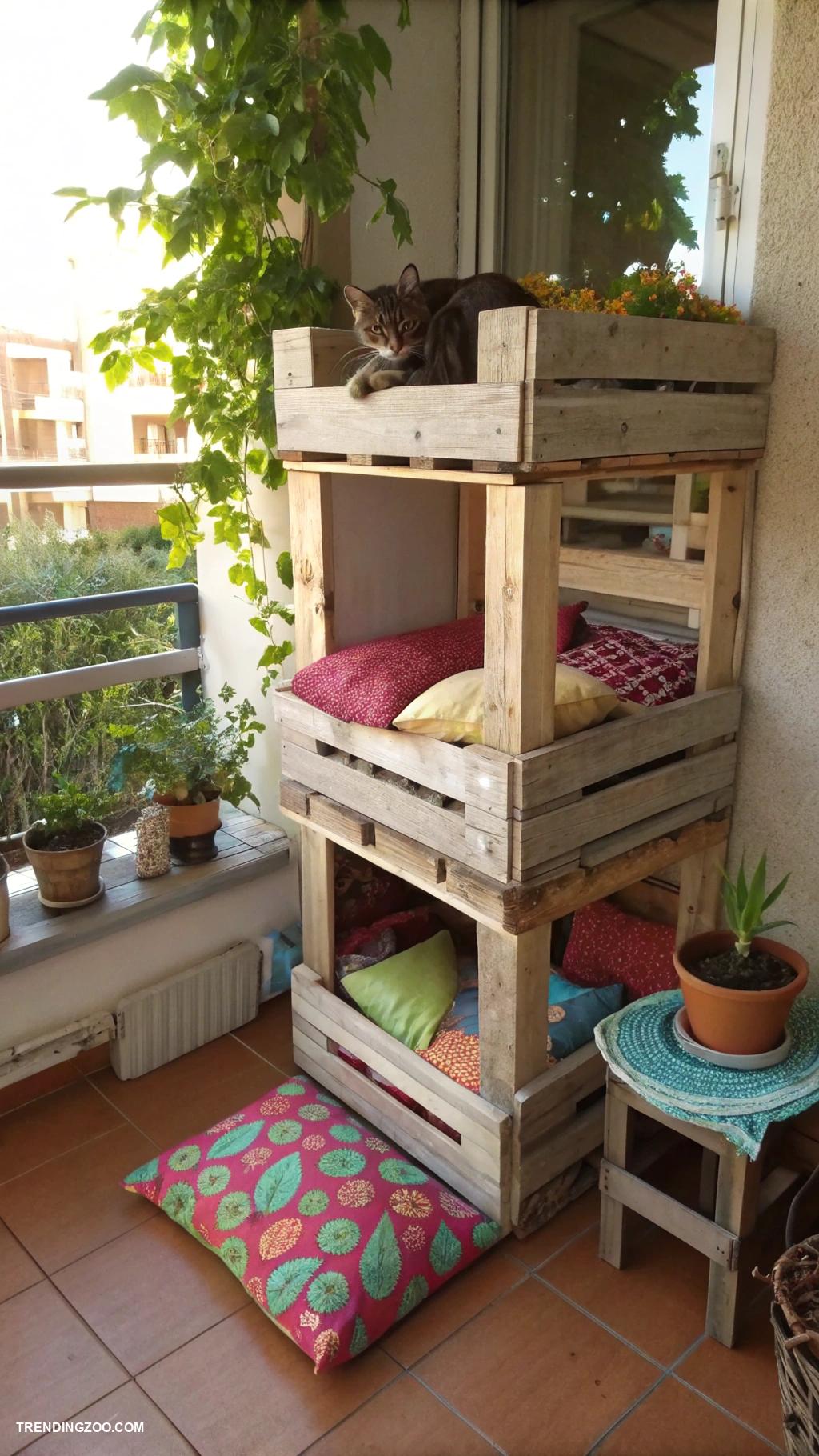 diy cat condo Repurposed wooden pallets for cozy spaces