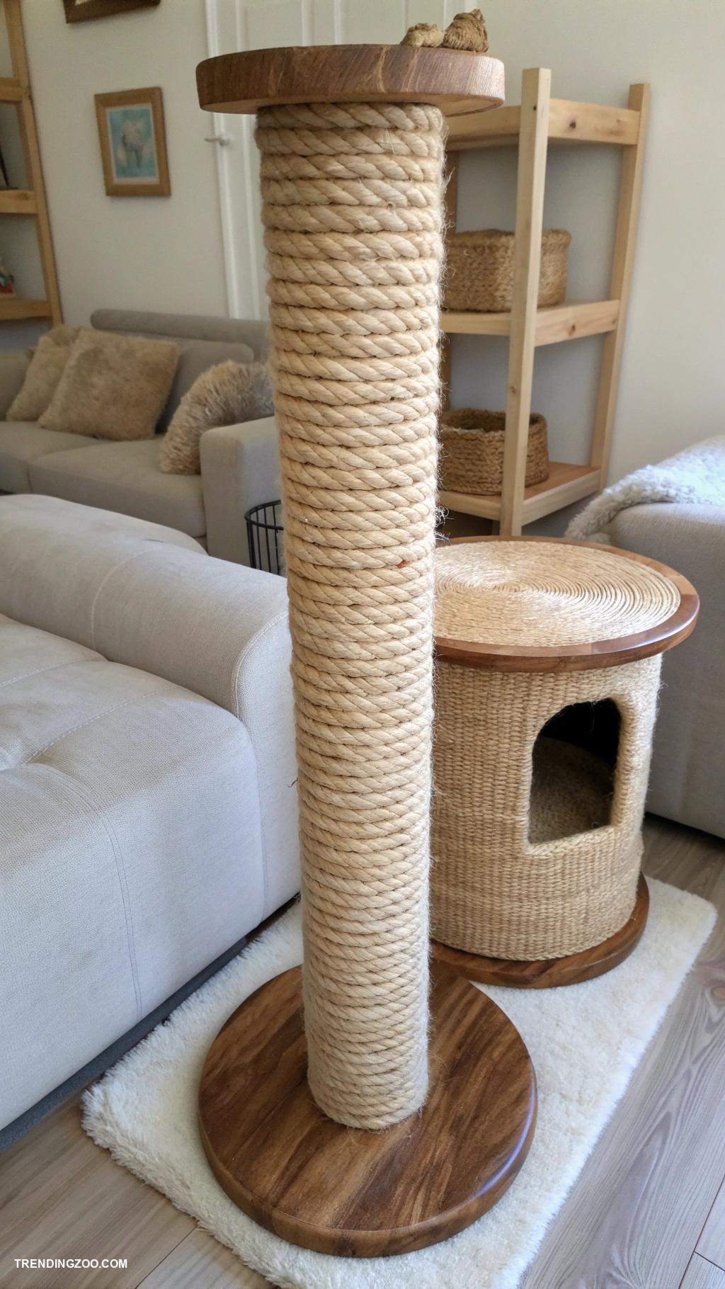 diy cat condo Sisal wrapped posts for climbing and scratching