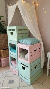 diy cat condo Stacked crates for multi level lounging