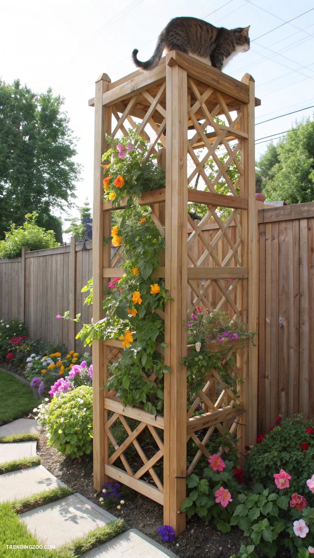 diy catwalks for cats Decorative trellis for outdoor climbing fun