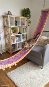diy catwalks for cats Hanging fabric bridges between furniture
