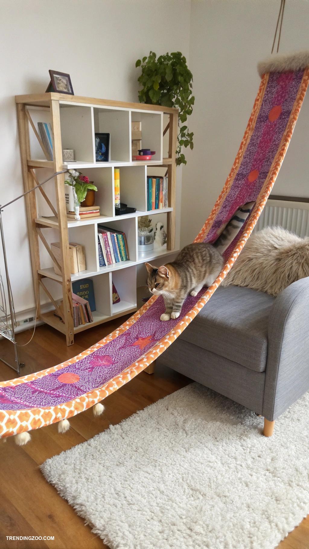 diy catwalks for cats Hanging fabric bridges between furniture