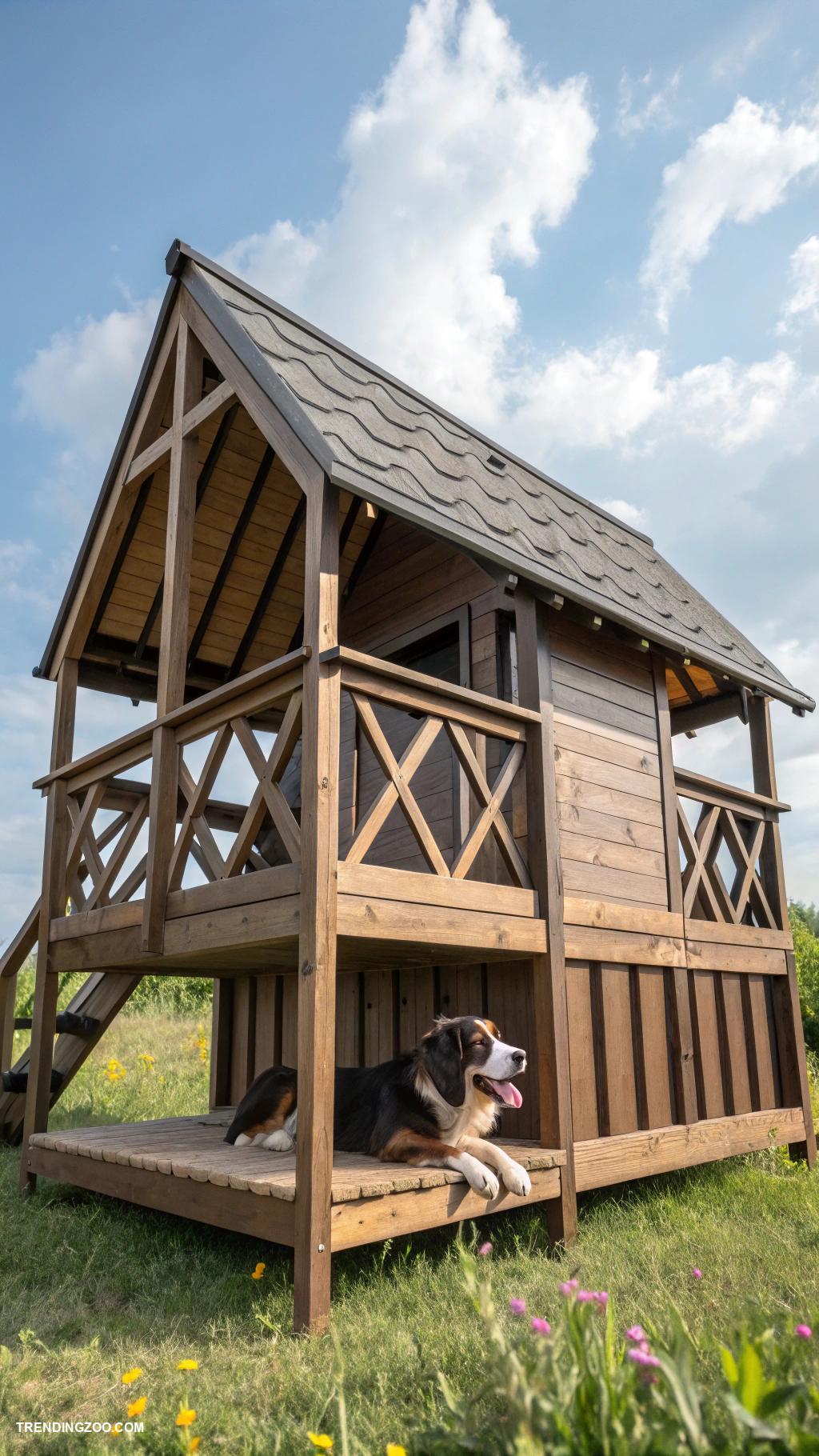 dog houses for large dogs Elevated platform dog house for airflow