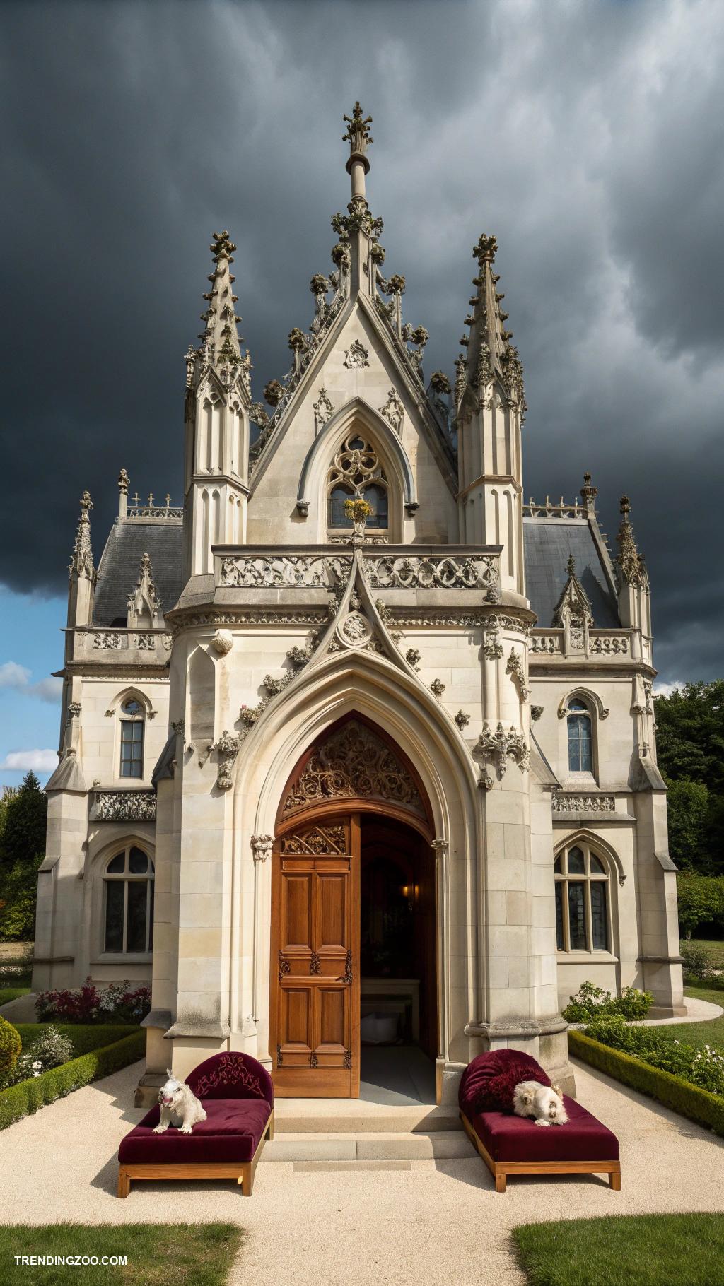 dog houses for large dogs Gothic castle themed for dramatic flair