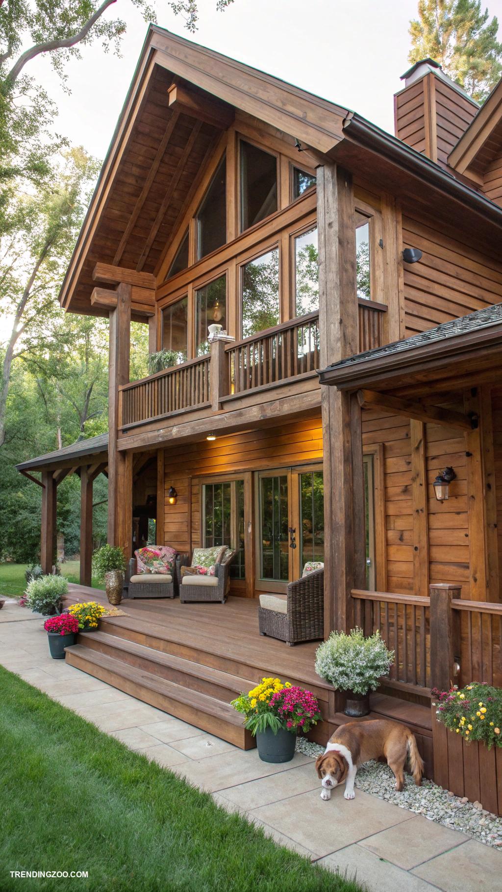 dog houses for large dogs Spacious wooden cabin style with porch