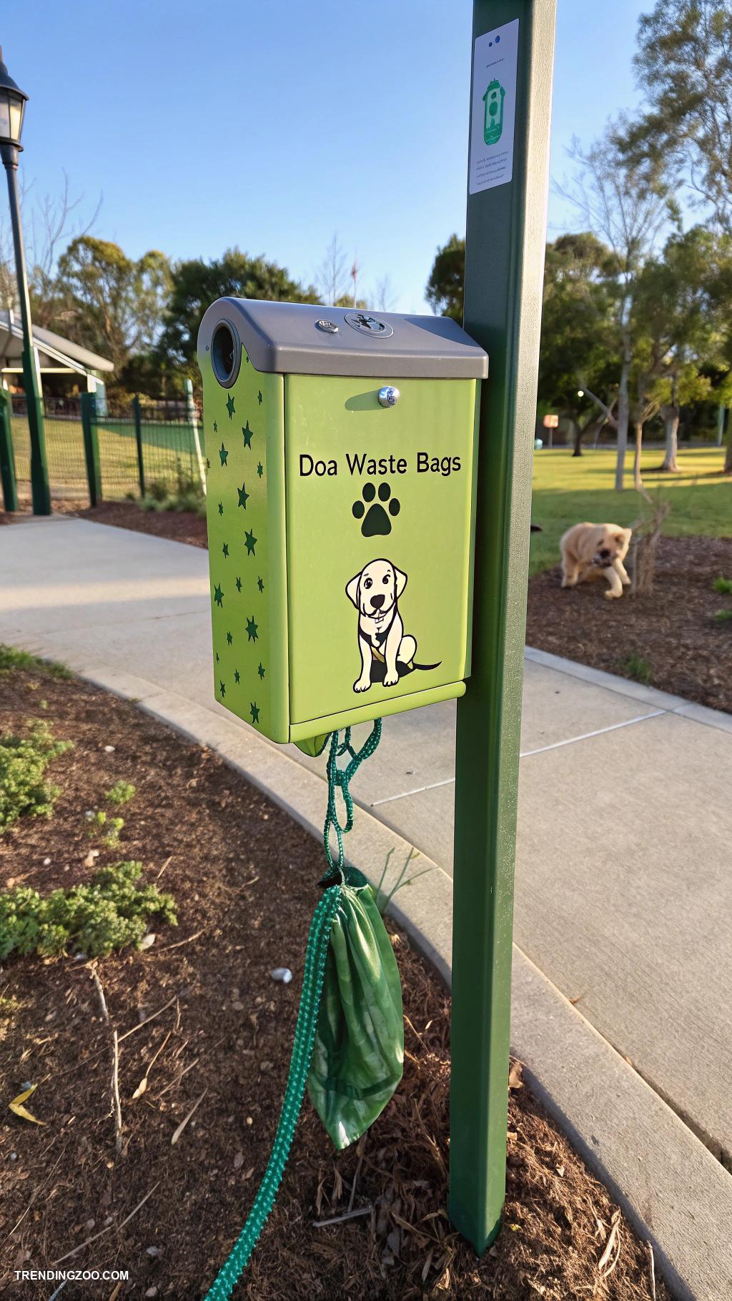 dog leash station Dog waste bag dispenser attached to leash post