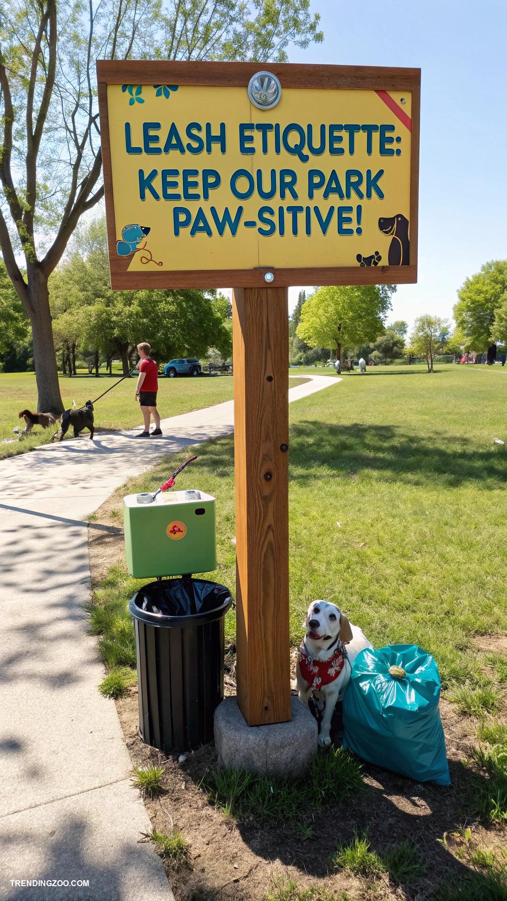 dog leash station Encouraging leash etiquette educational signage included