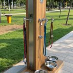 dog leash station Multi functional station with hydration and leash hooks