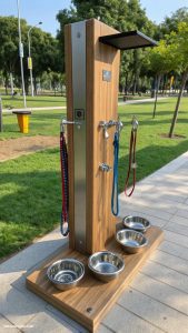 dog leash station Multi functional station with hydration and leash hooks