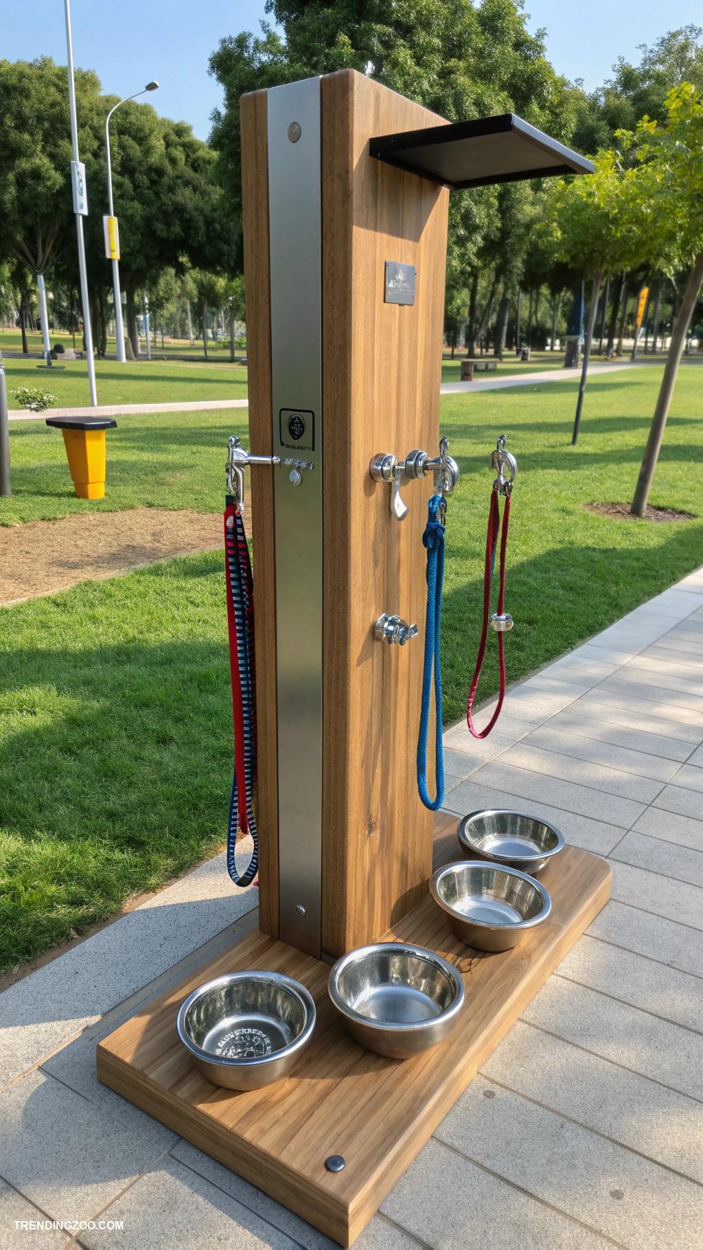 dog leash station Multi functional station with hydration and leash hooks