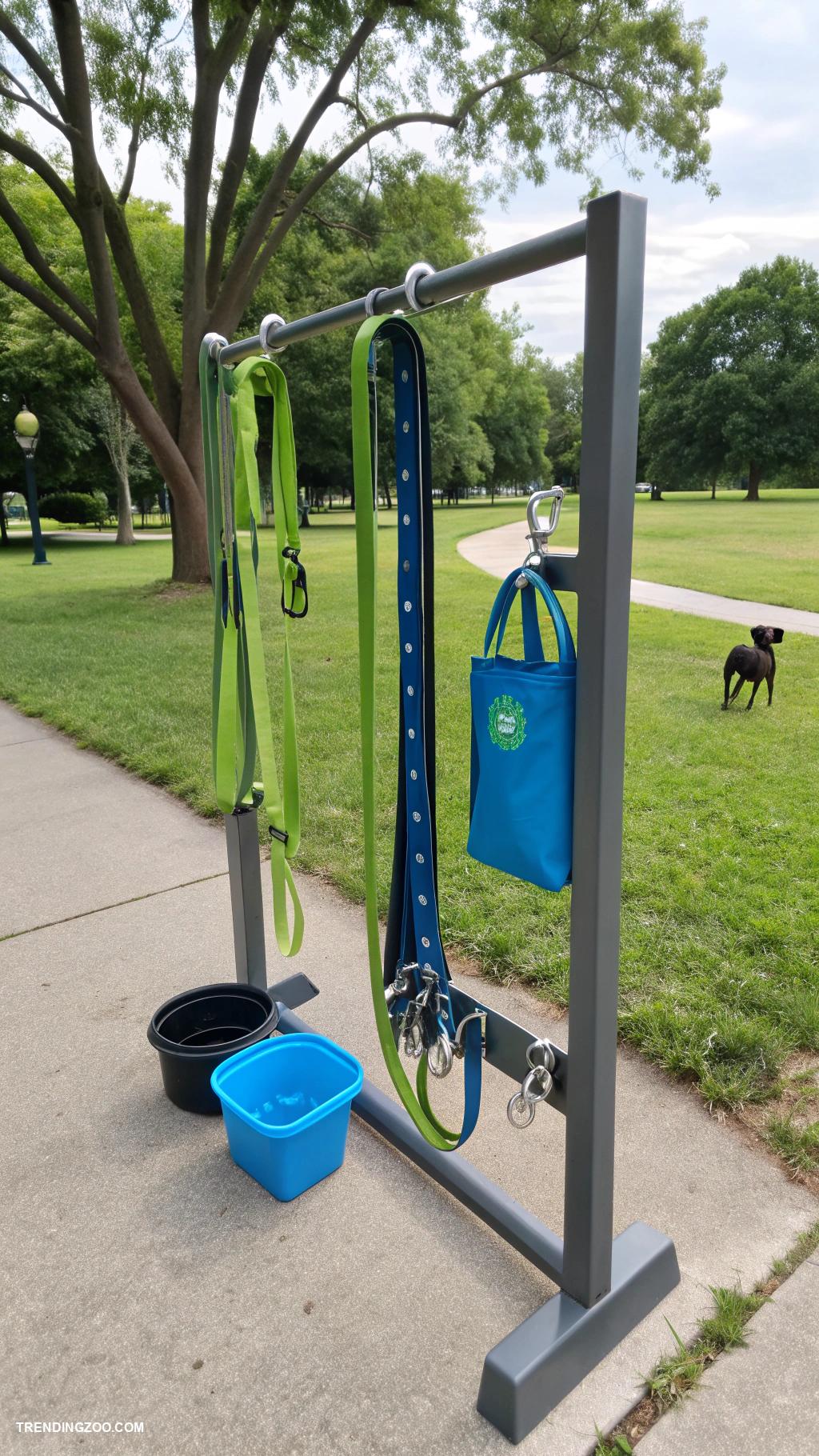 dog leash station Portable dog leash holder for park visitors