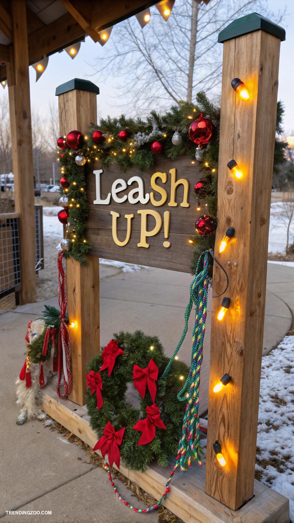 dog leash station Seasonal decorations for festive leash stations