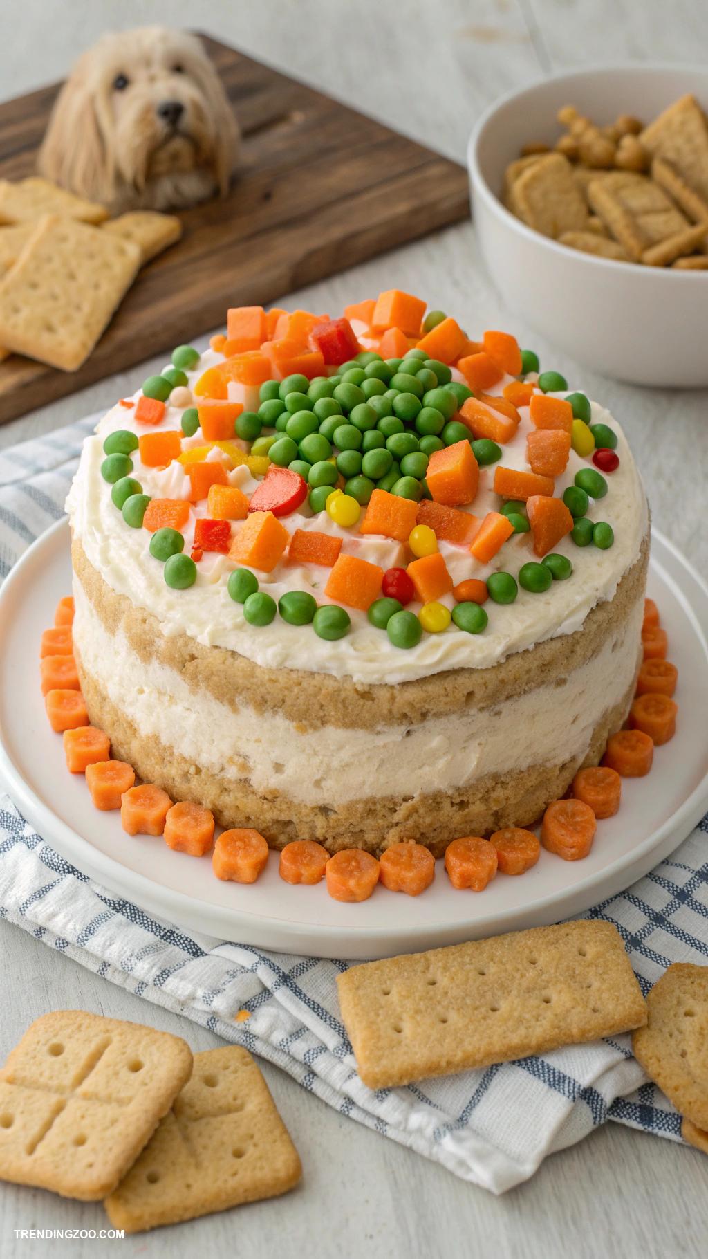 dog themed cakes Chicken Flavored Cake with Veggie Topping