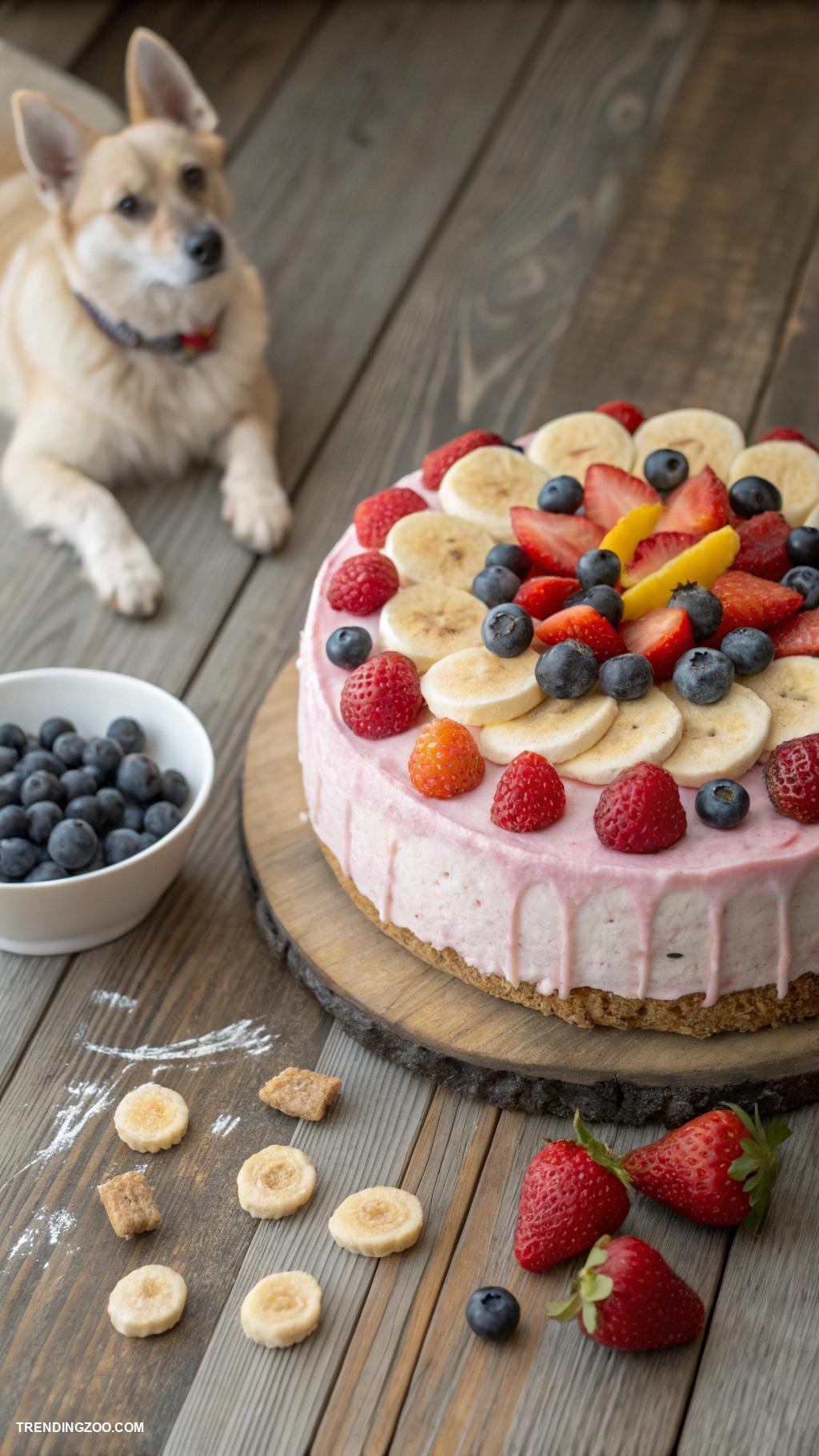 dog themed cakes Fruit Packed Yogurt Dog Cake Delight
