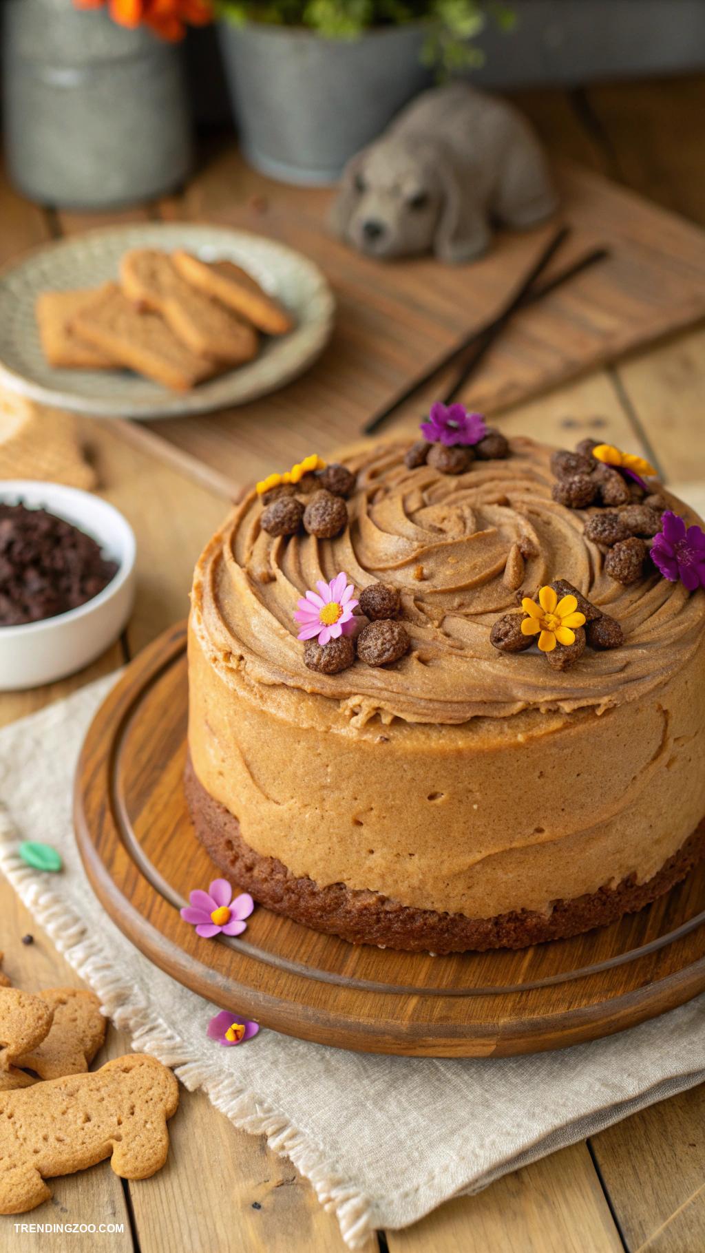 dog themed cakes Peanut Butter Cake with Carob Frosting