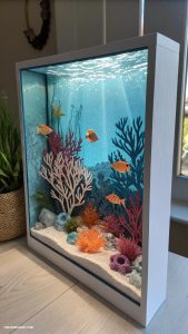 goldfish tank ideas Shadowbox design for visual depth illusion