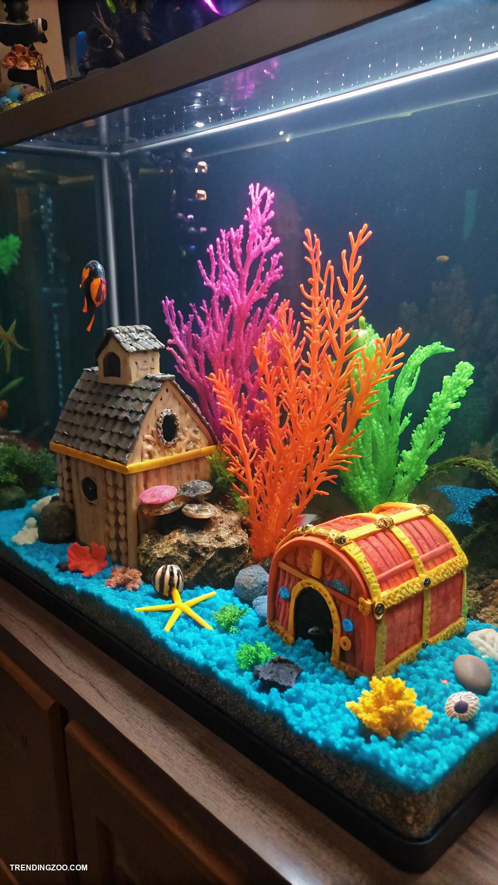 goldfish tank ideas Themed aquarium with vibrant decorations
