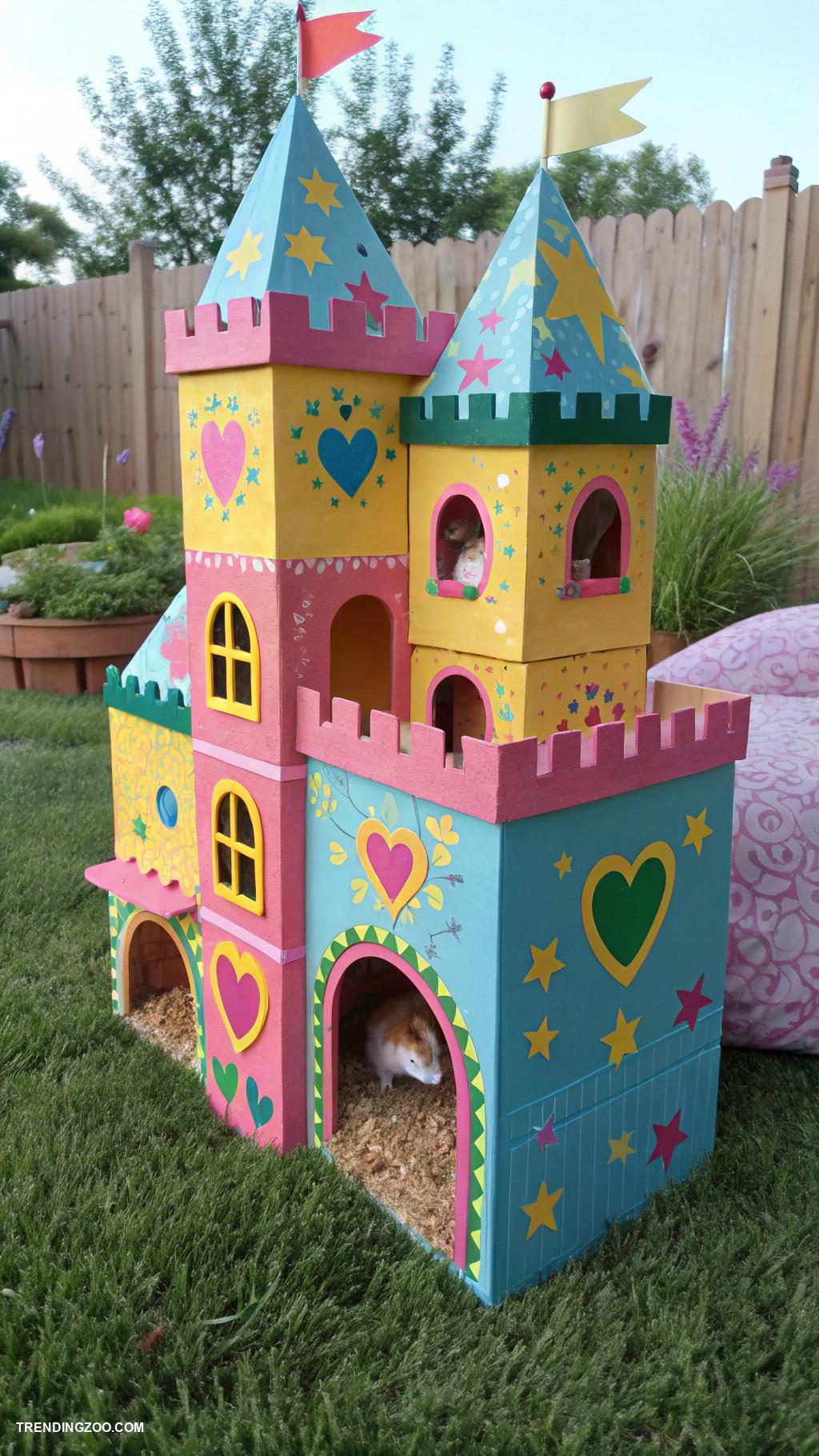 hamster house Colorful cardboard castle creation