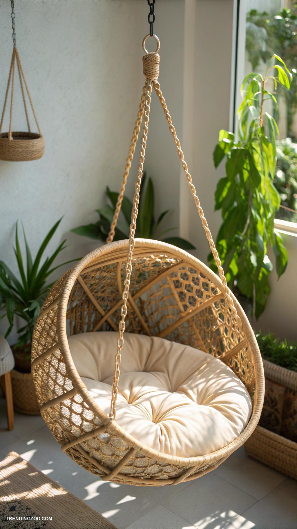 hanging cat bed ideas Hanging basket with soft cushion interior