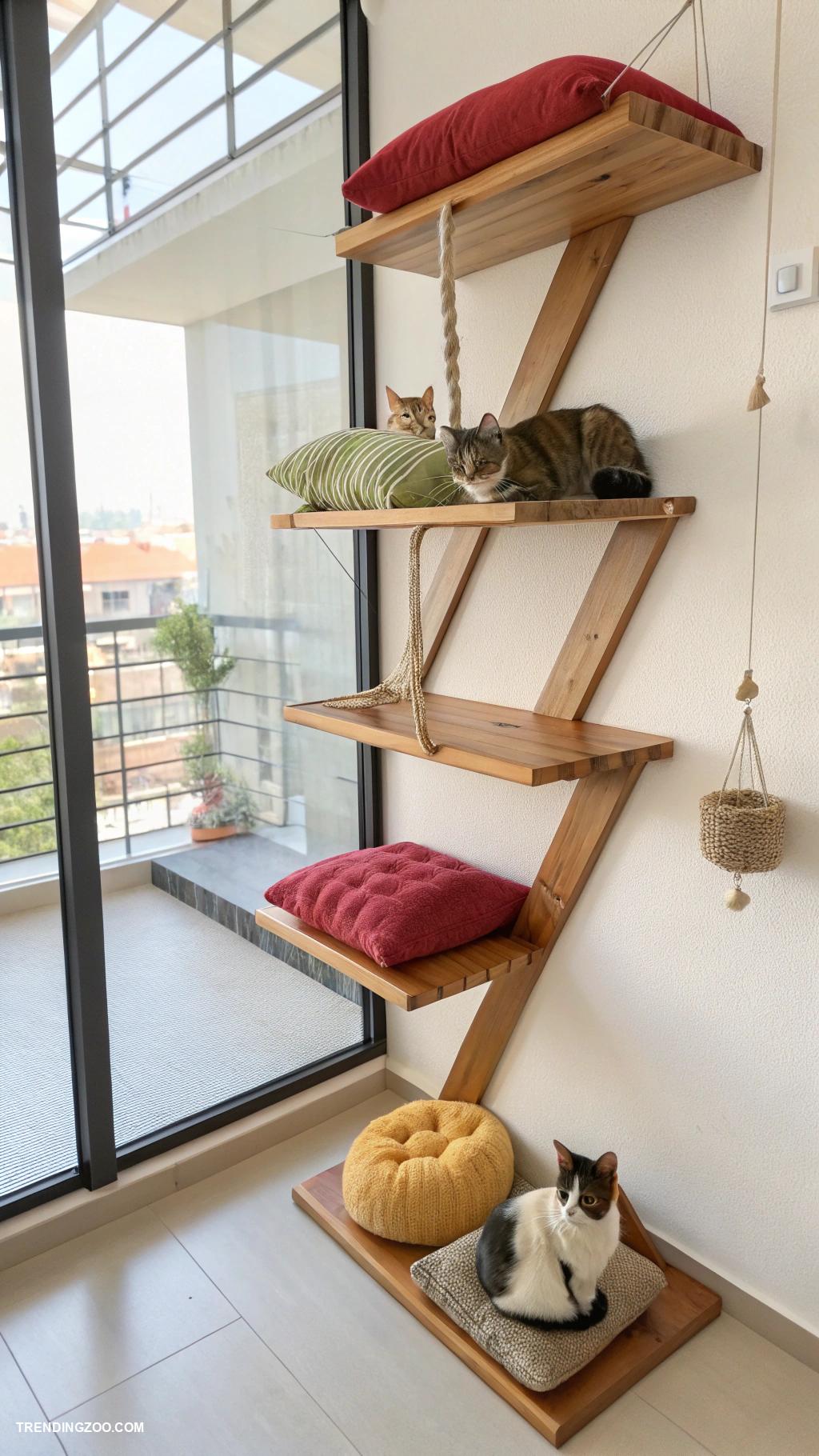 hanging cat bed ideas Wall mounted shelves for climbing and sleeping