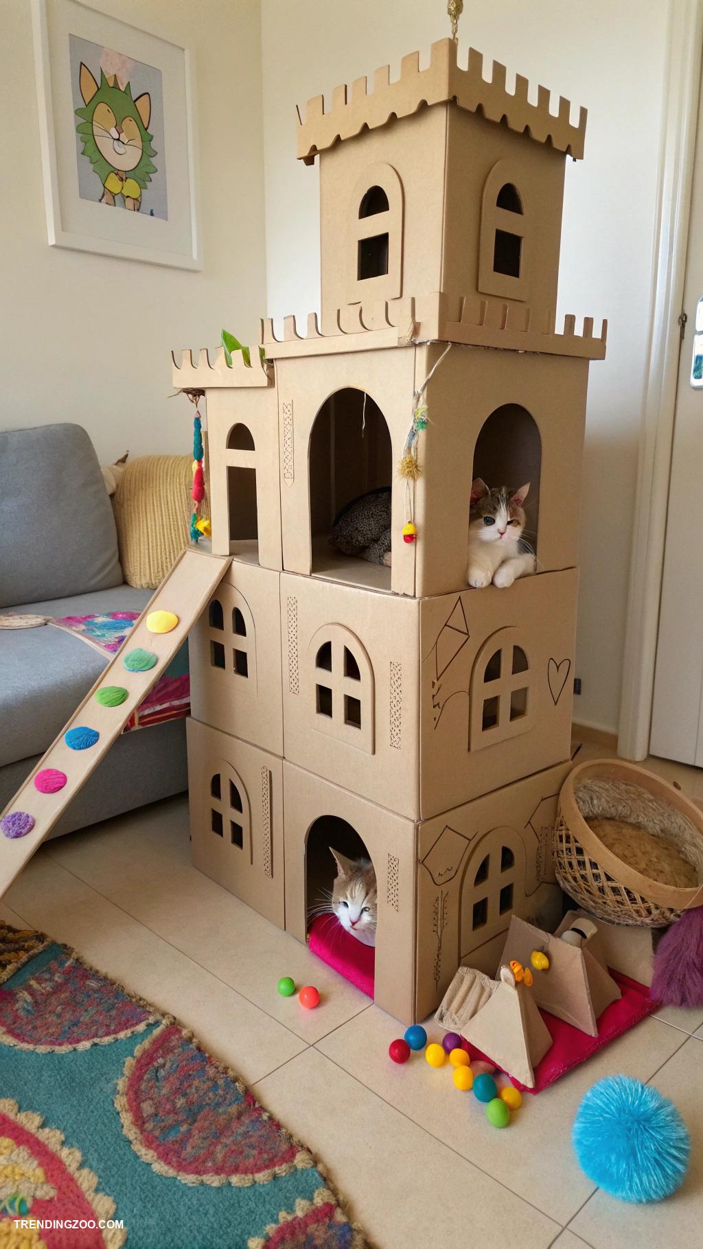 kitty castle Cardboard box cat castle with multiple levels