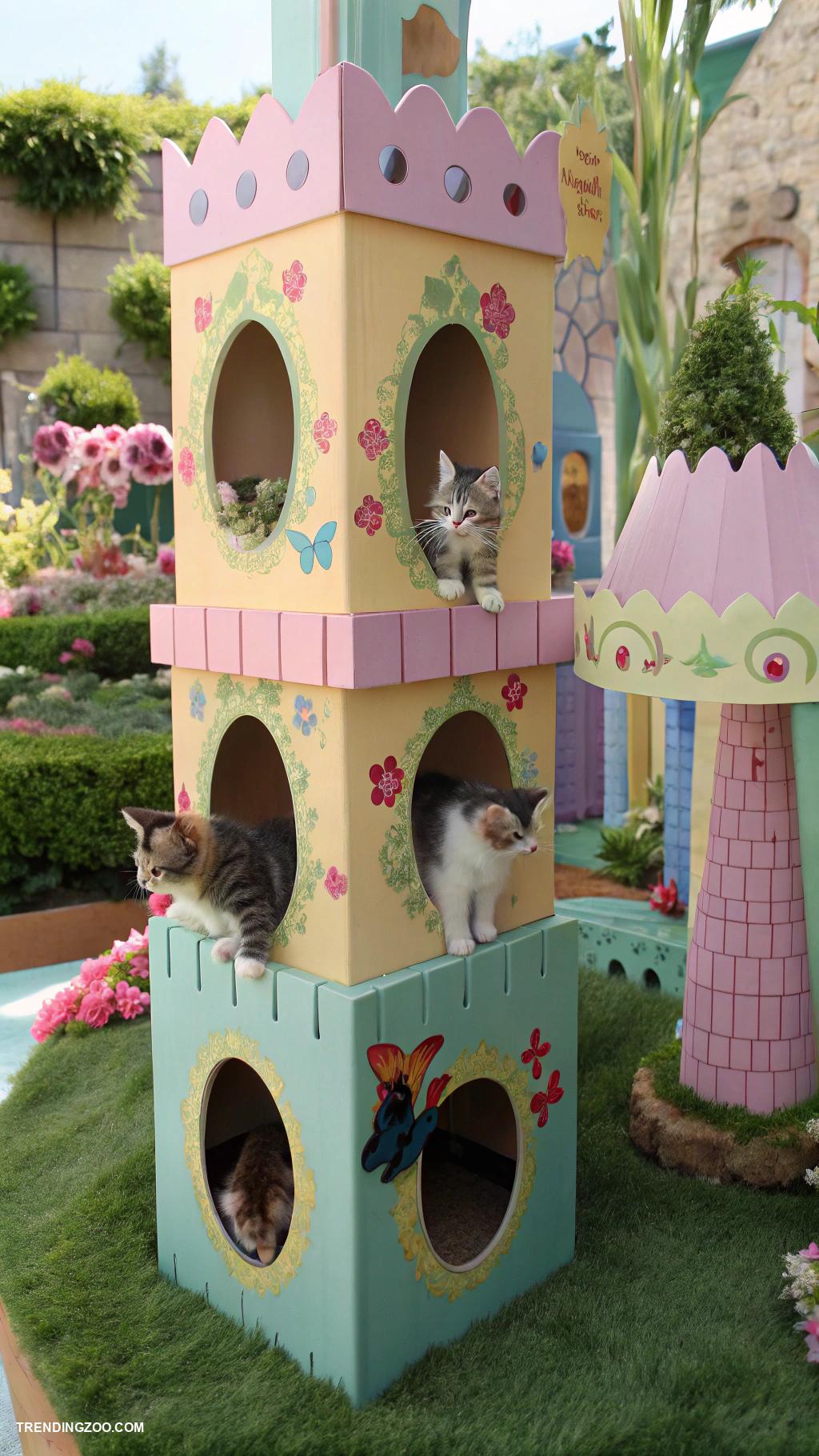 kitty castle Interactive castle with holes for playful exploration