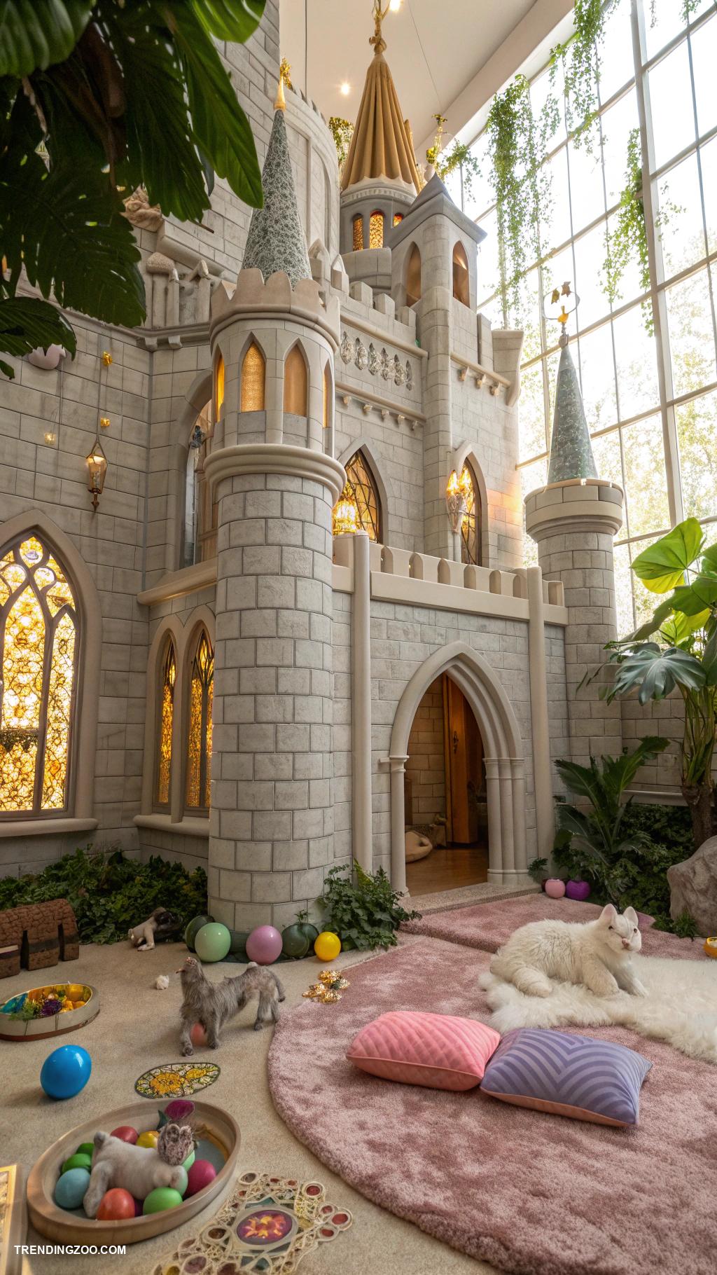 kitty castle Luxury castle with plush bedding and toys