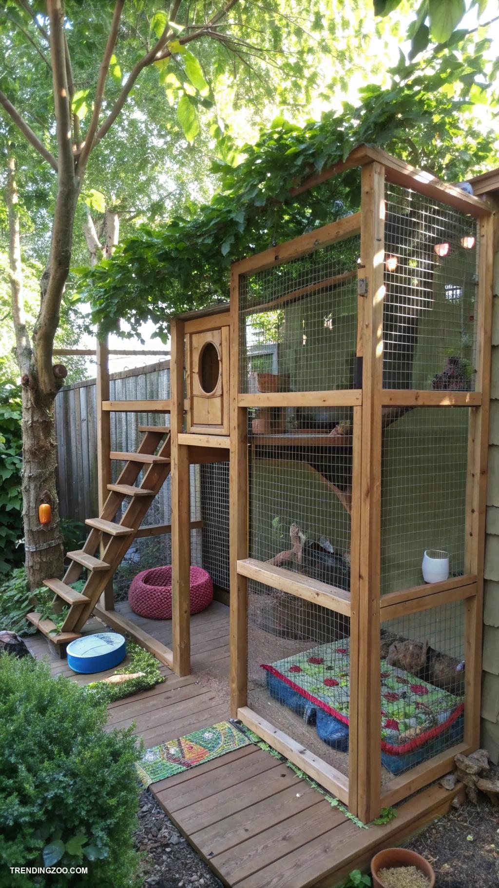 kitty castle Outdoor catio with climbing ramps and shelves