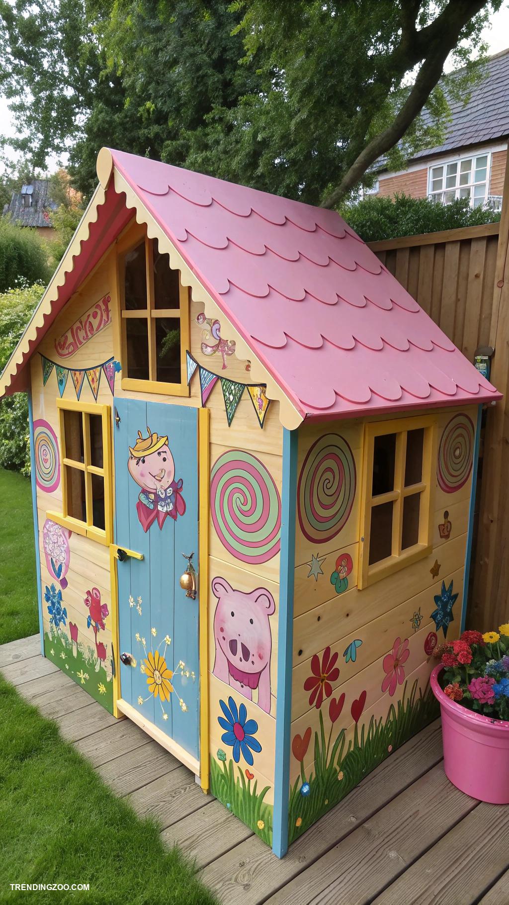 pig house ideas Colorful painted pig playhouse