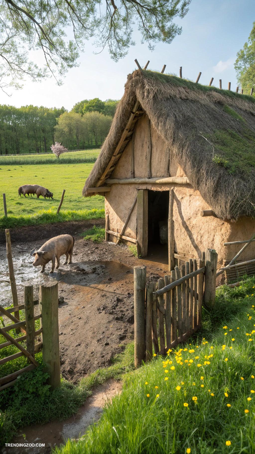 pig house ideas Pig house with natural mud wall
