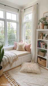 built in dog bed Cozy corner nook with pillows