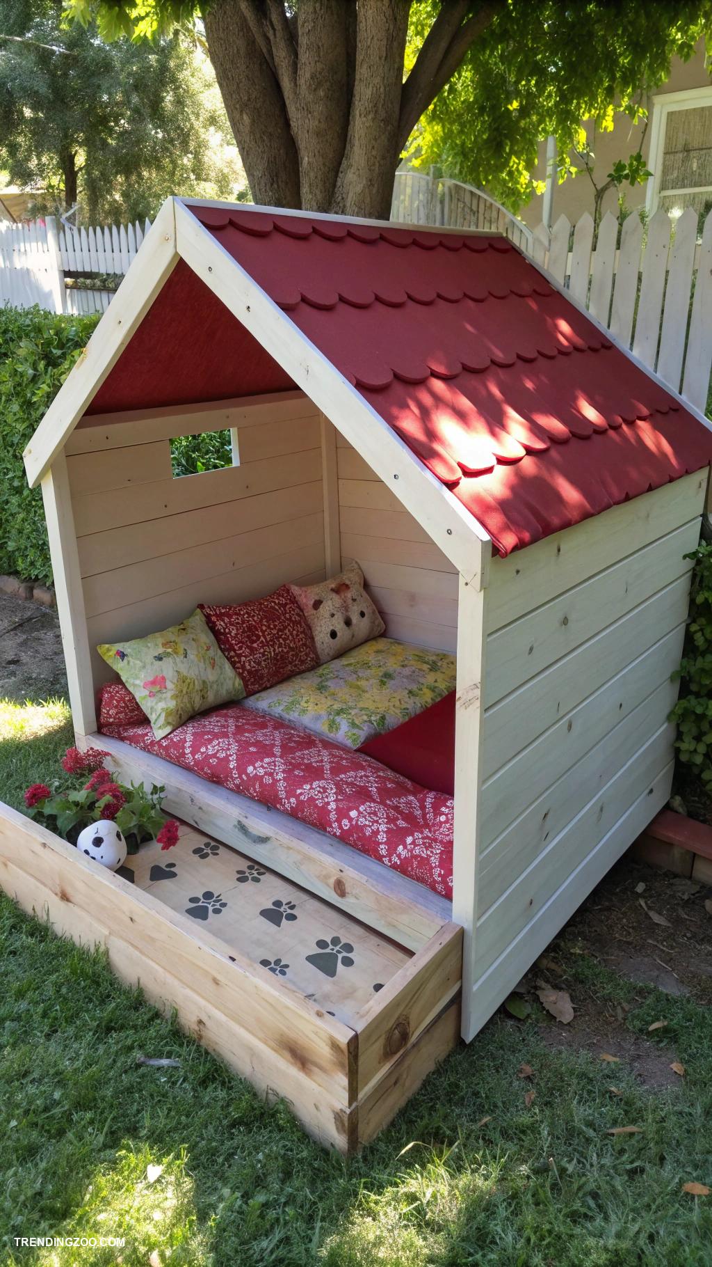built in dog bed Doghouse themed outdoor bed