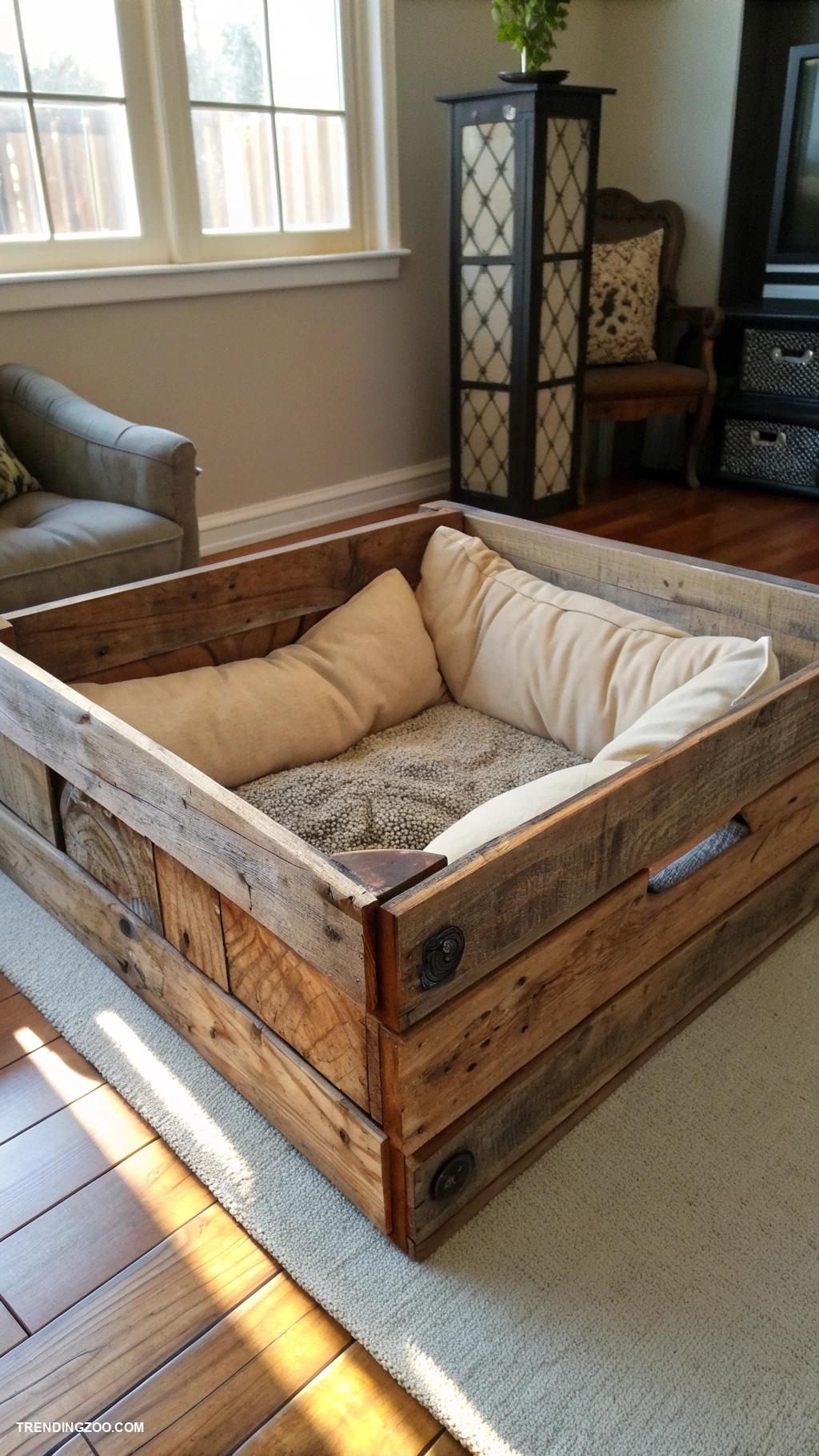built in dog bed Reclaimed wood crate bed