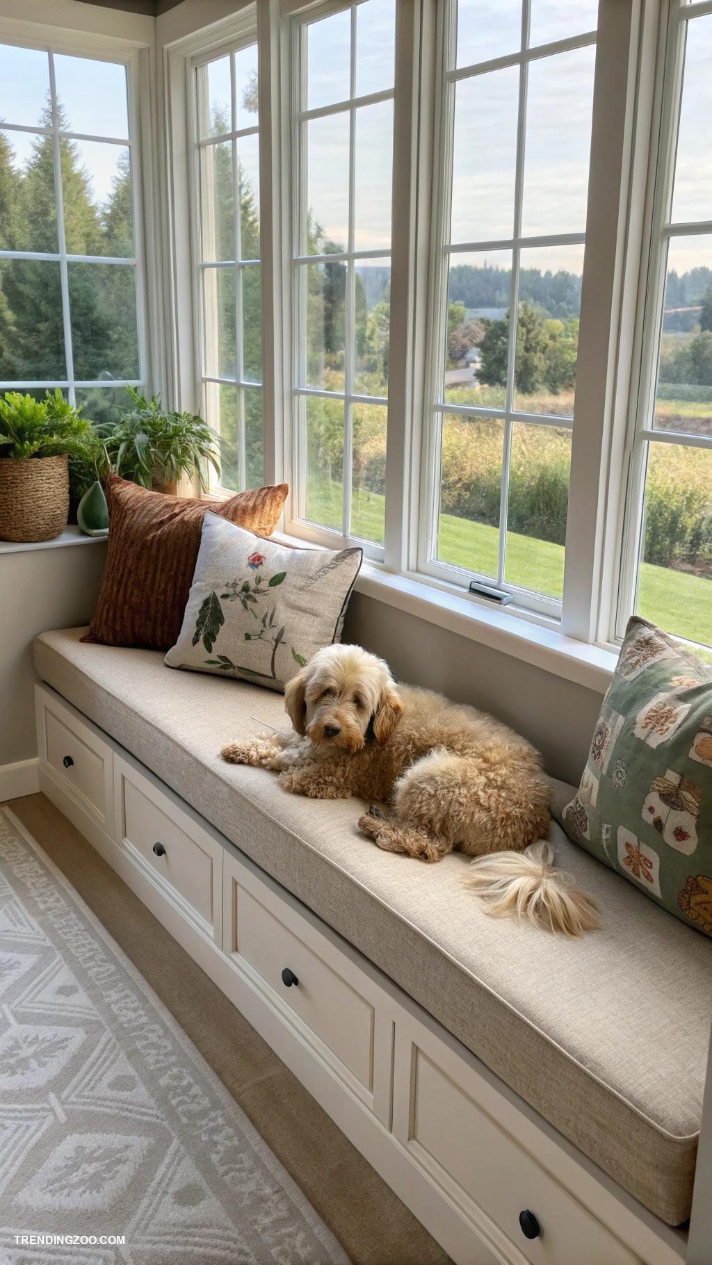 built in dog bed Window seat with cushions