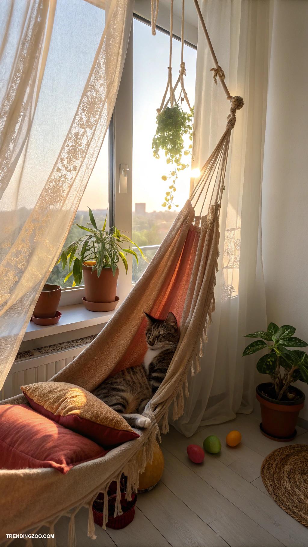 cat corner ideas Cozy cat hammock by the window