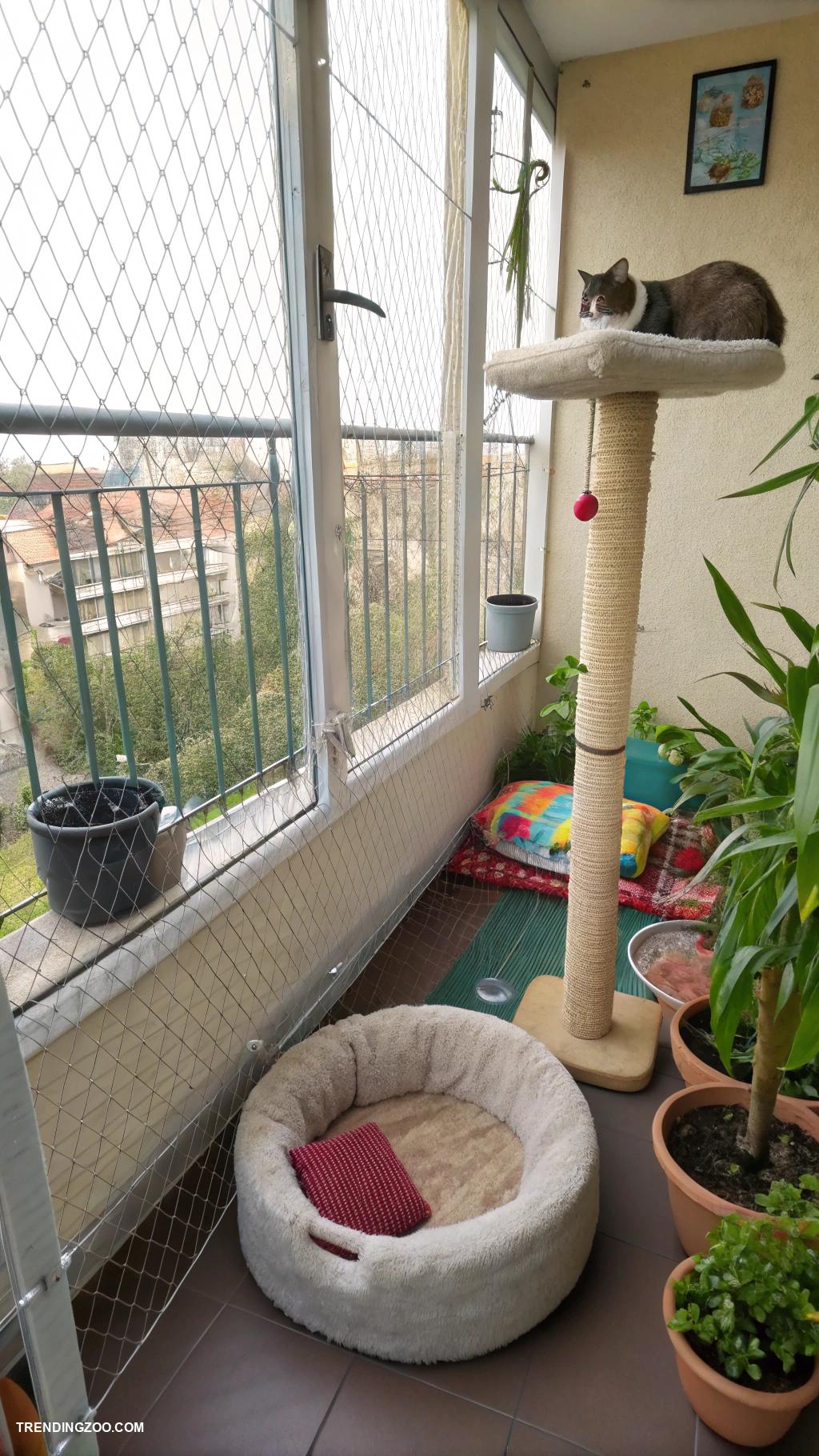 cat corner ideas Secure cat balcony setup