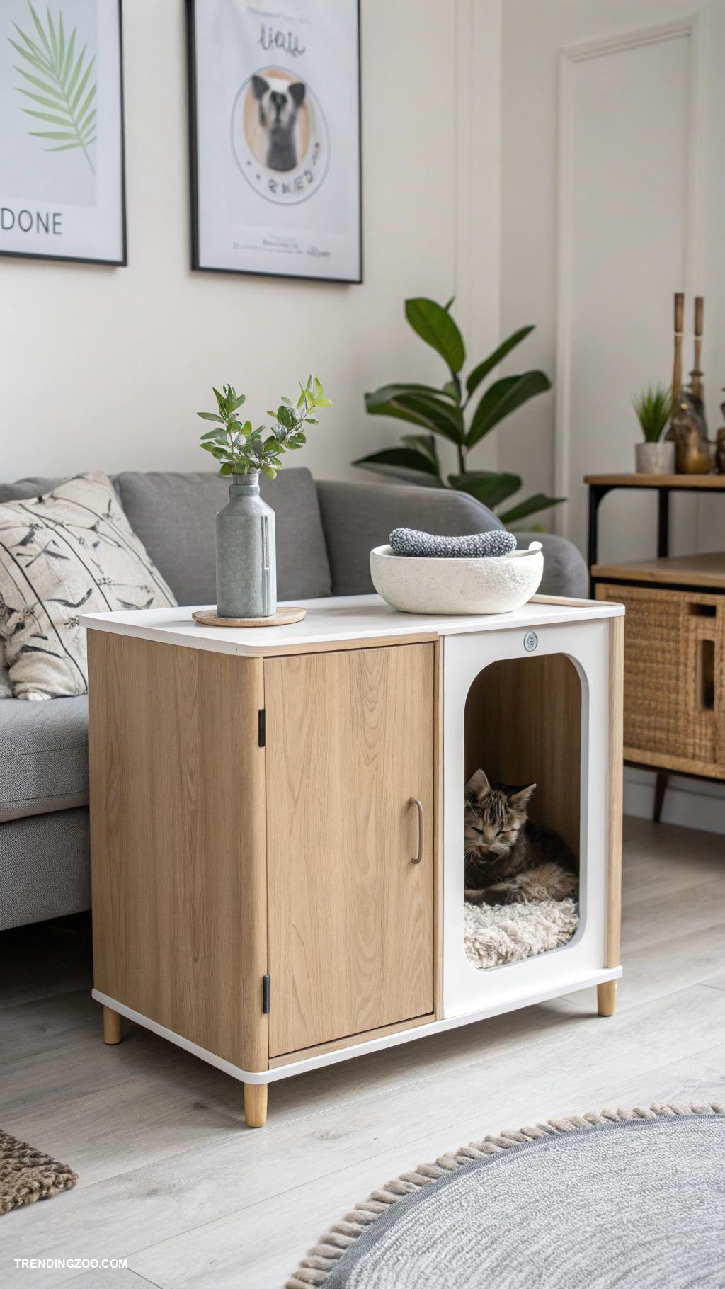 cat corner ideas Stylish litter box furniture options