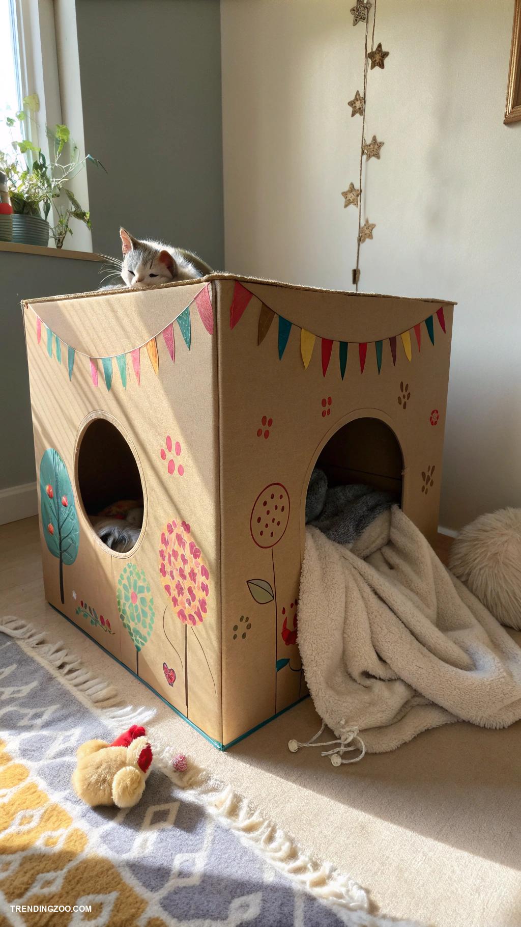 cat habitat Cozy cardboard box hideaway