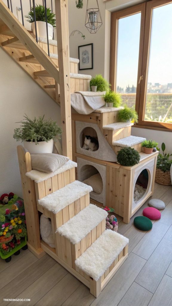 cat stairs ideas Cat condo stairs with cozy hideouts
