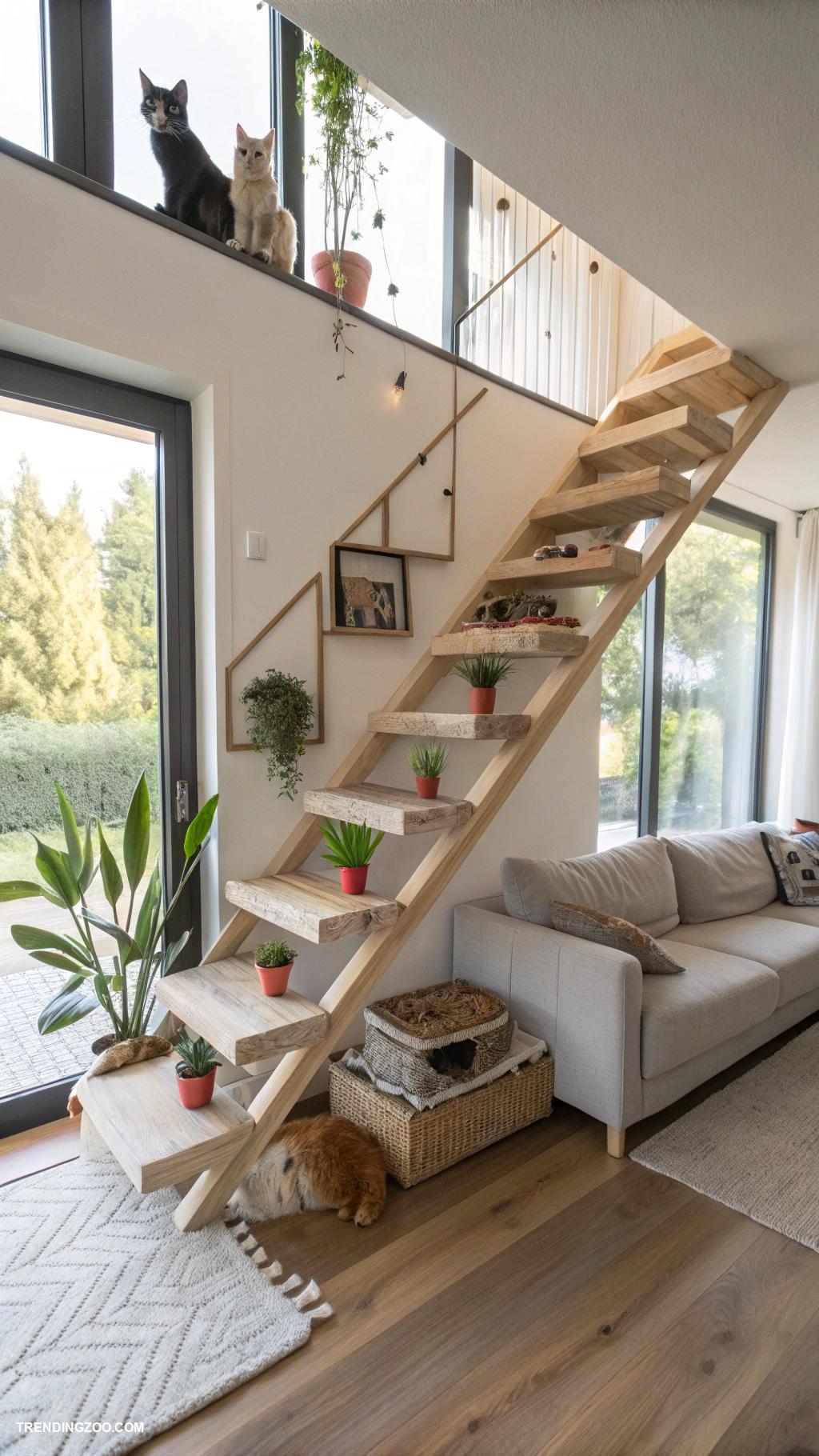 cat stairs ideas Wall mounted shelves for space saving access