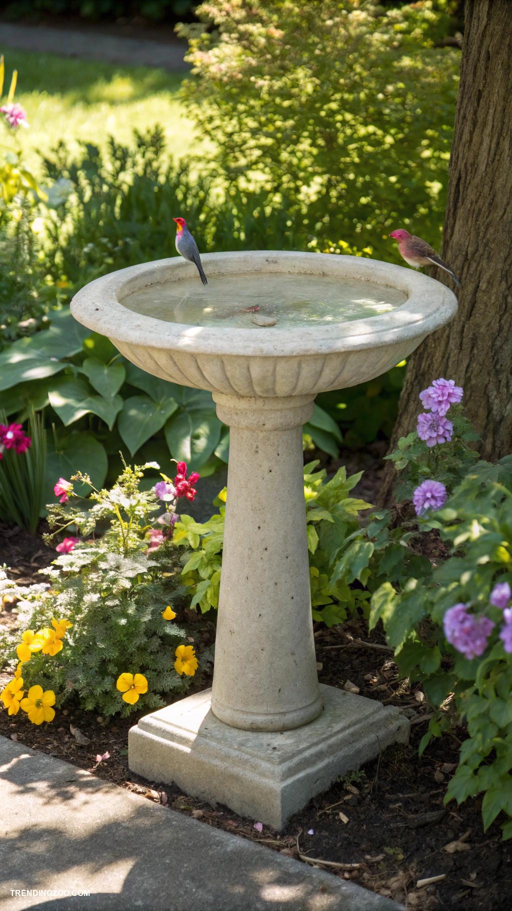 diy bird bath ideas Concrete bird bath in garden