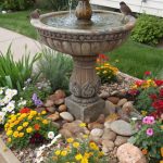 diy bird bath ideas Flower bed fountain with basin