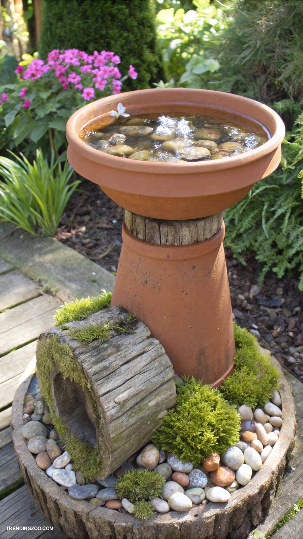 diy bird bath ideas Upside down flower pot bird bath