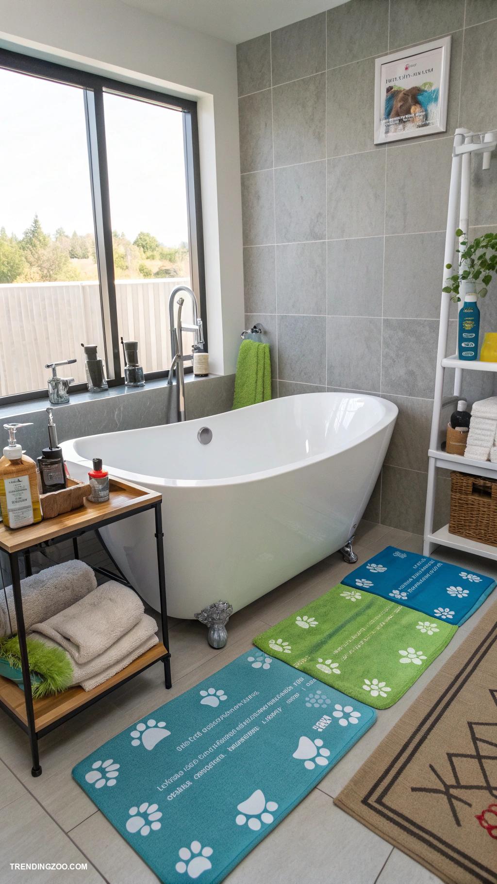 diy dog bathing station Bathtub with slip resistant mats