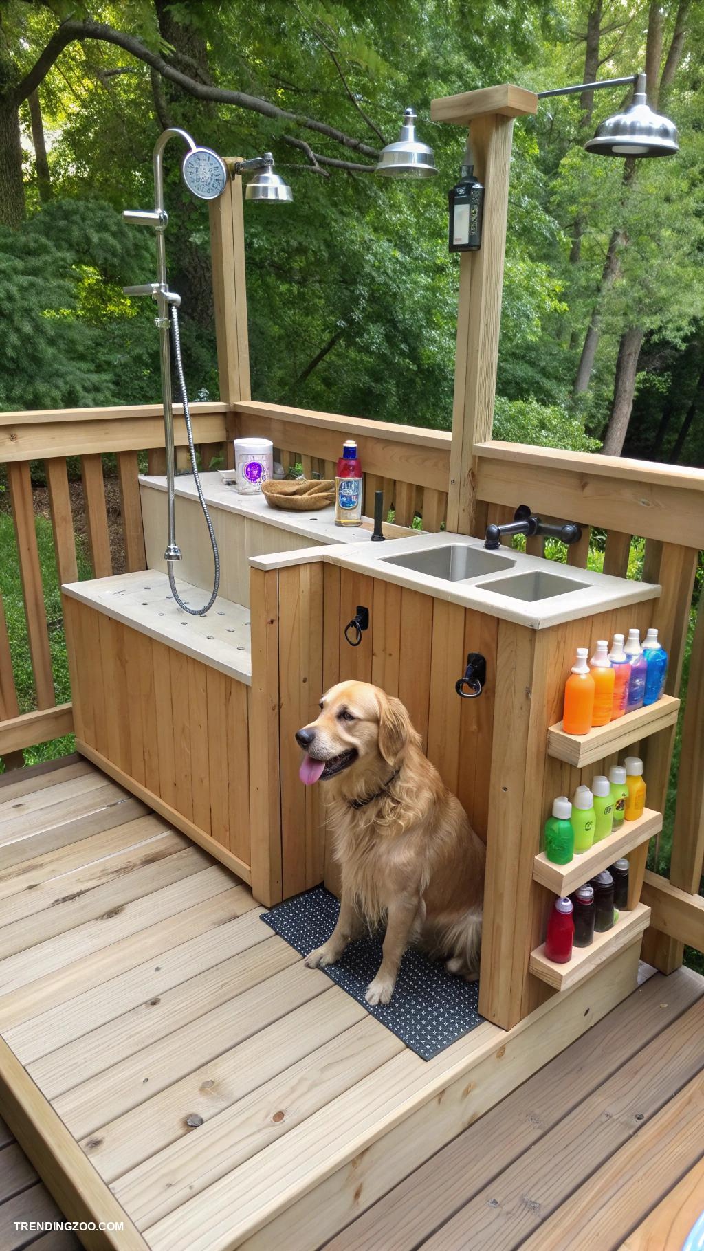 diy dog bathing station Elevated deck with bathing stations