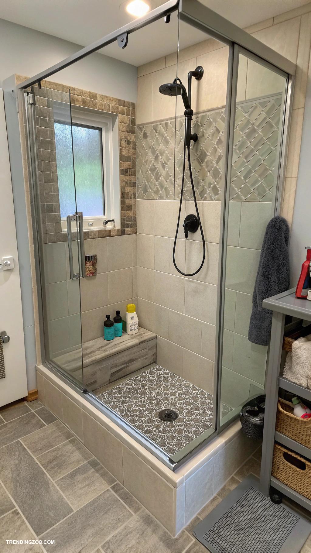 diy dog bathing station Enclosed shower space with leash holder