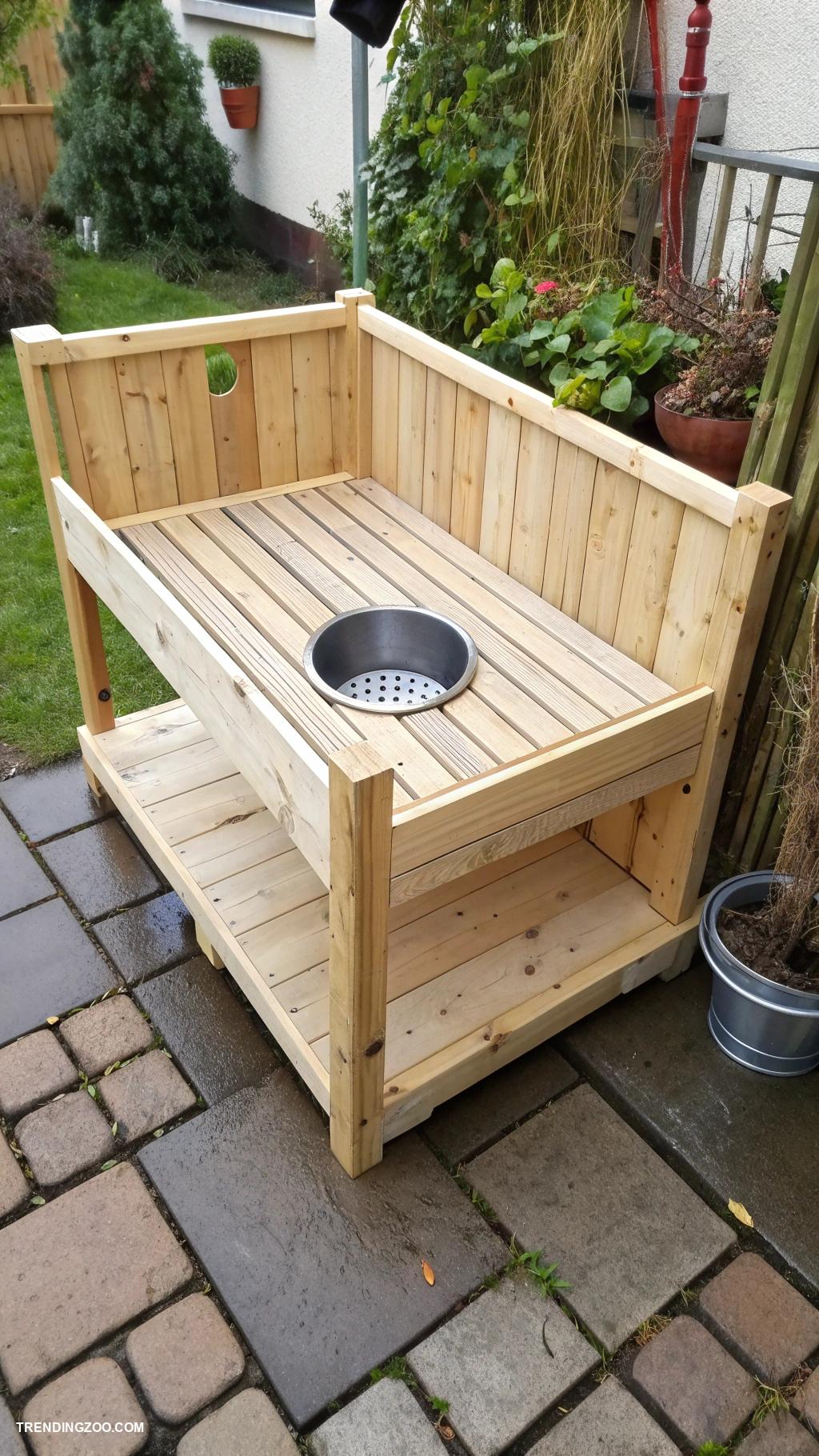 diy dog bathing station Wooden platform with drain for easy cleanup