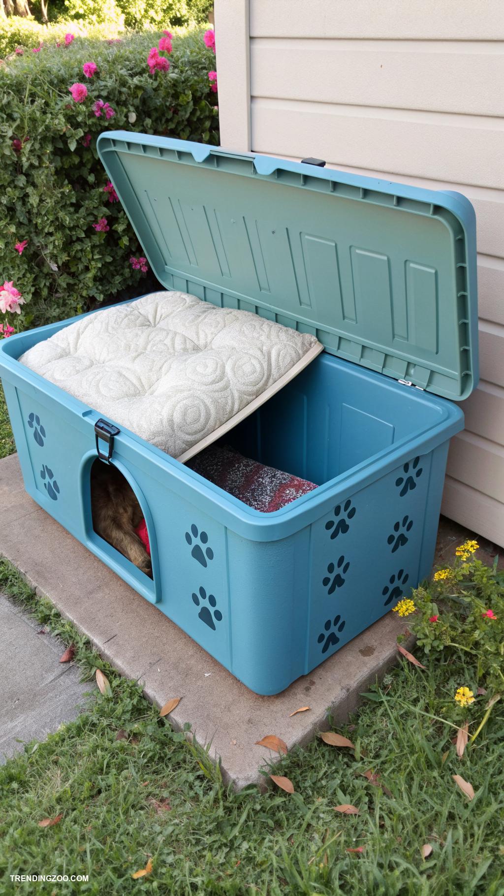 diy outside cat house Insulated plastic storage container