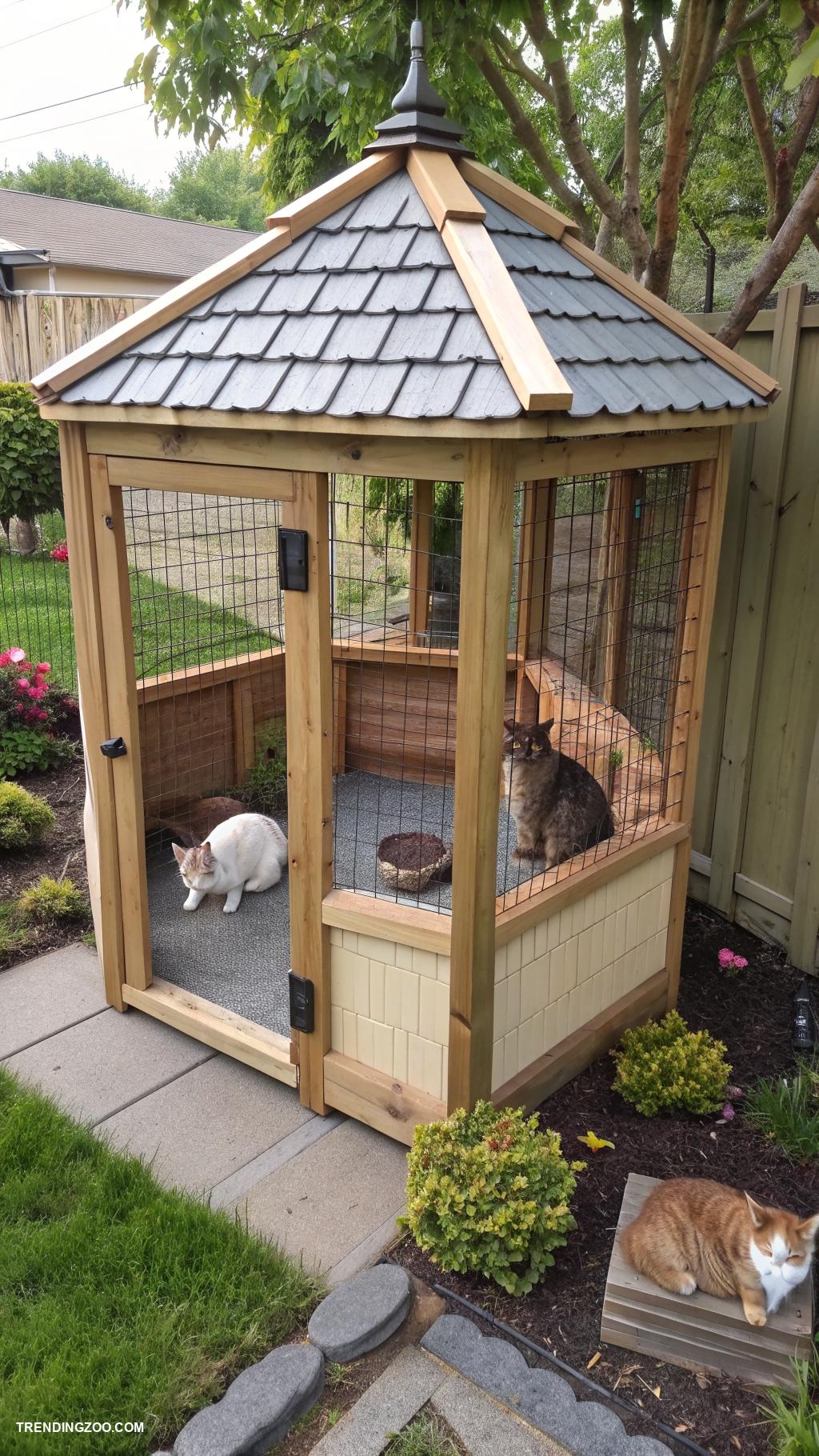 diy outside cat house Outdoor cat gazebo with roof